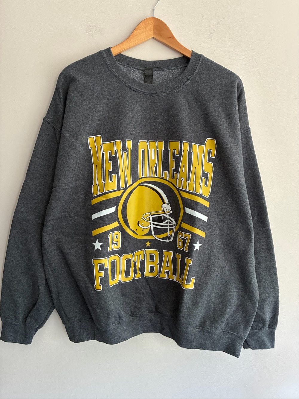 New Orleans Football Graphic Crewneck Sweatshirt - Charcoal/Yellow Extra Large